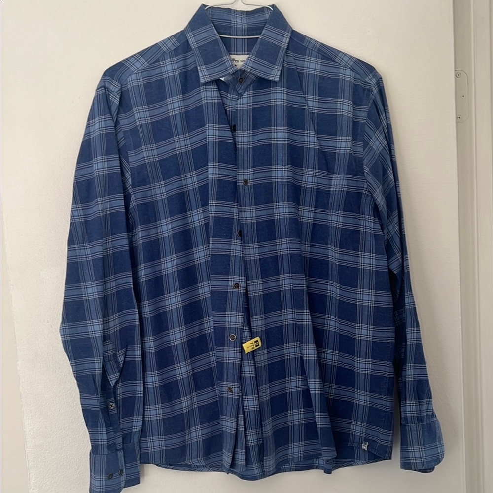 Peter Millar Blue Dress Shirt Classic Plaid Design